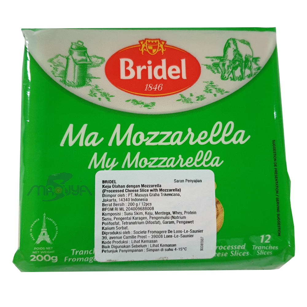 Bridel Processed Cheese Slice With Mozzarella 40% FDM 200 gr (12 slices)