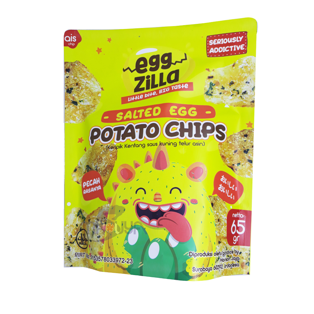 Eggzilla Salted Egg Potato Chip 65 gr