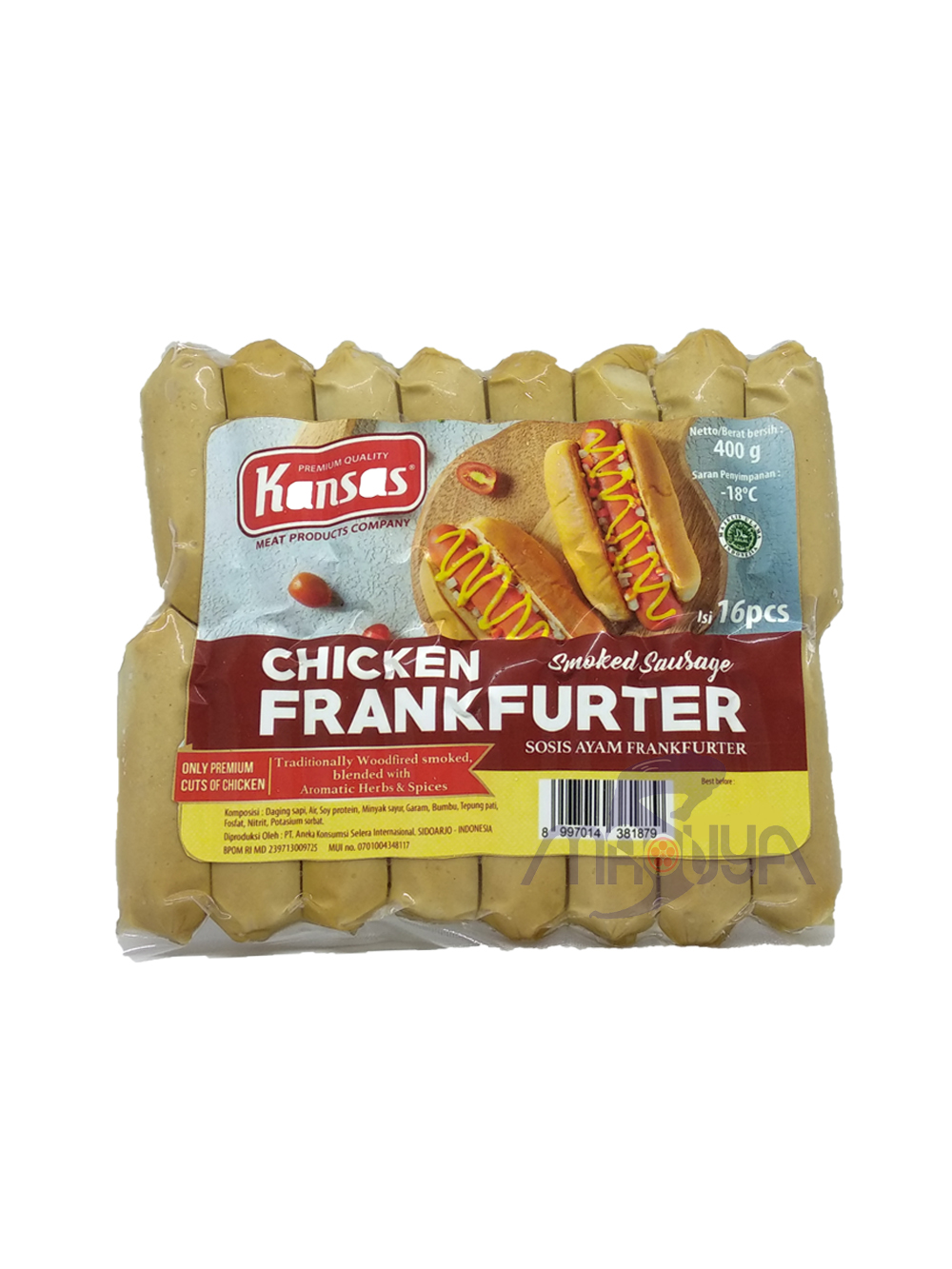 Kansas Chicken Frankfurter Cocktail Smoked Sausage 400 gr