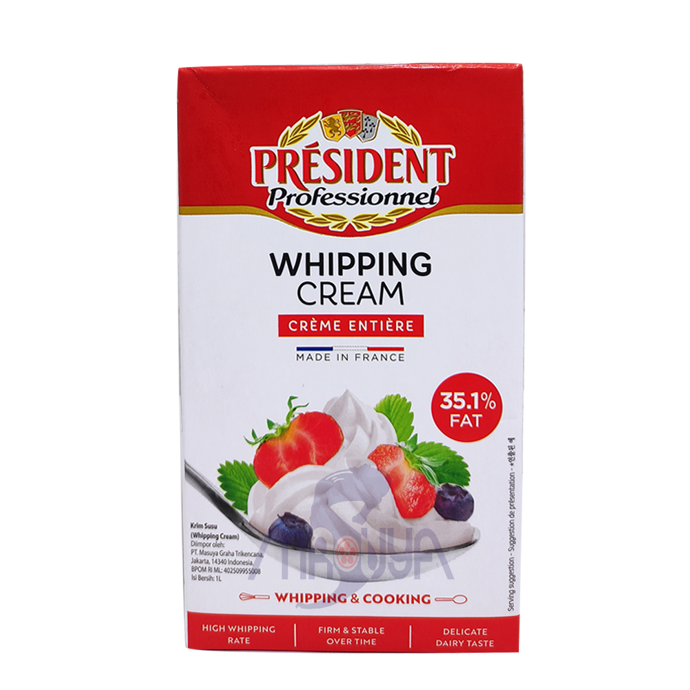 President UHT Cream for Whipping & Cooking 35.1% Fat Brick 1 Ltr