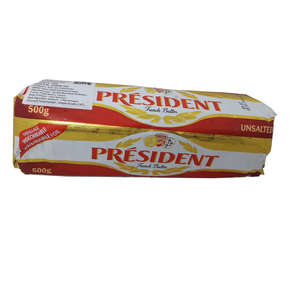 President Unsalted Butter 82% Fat Roll 500 gr